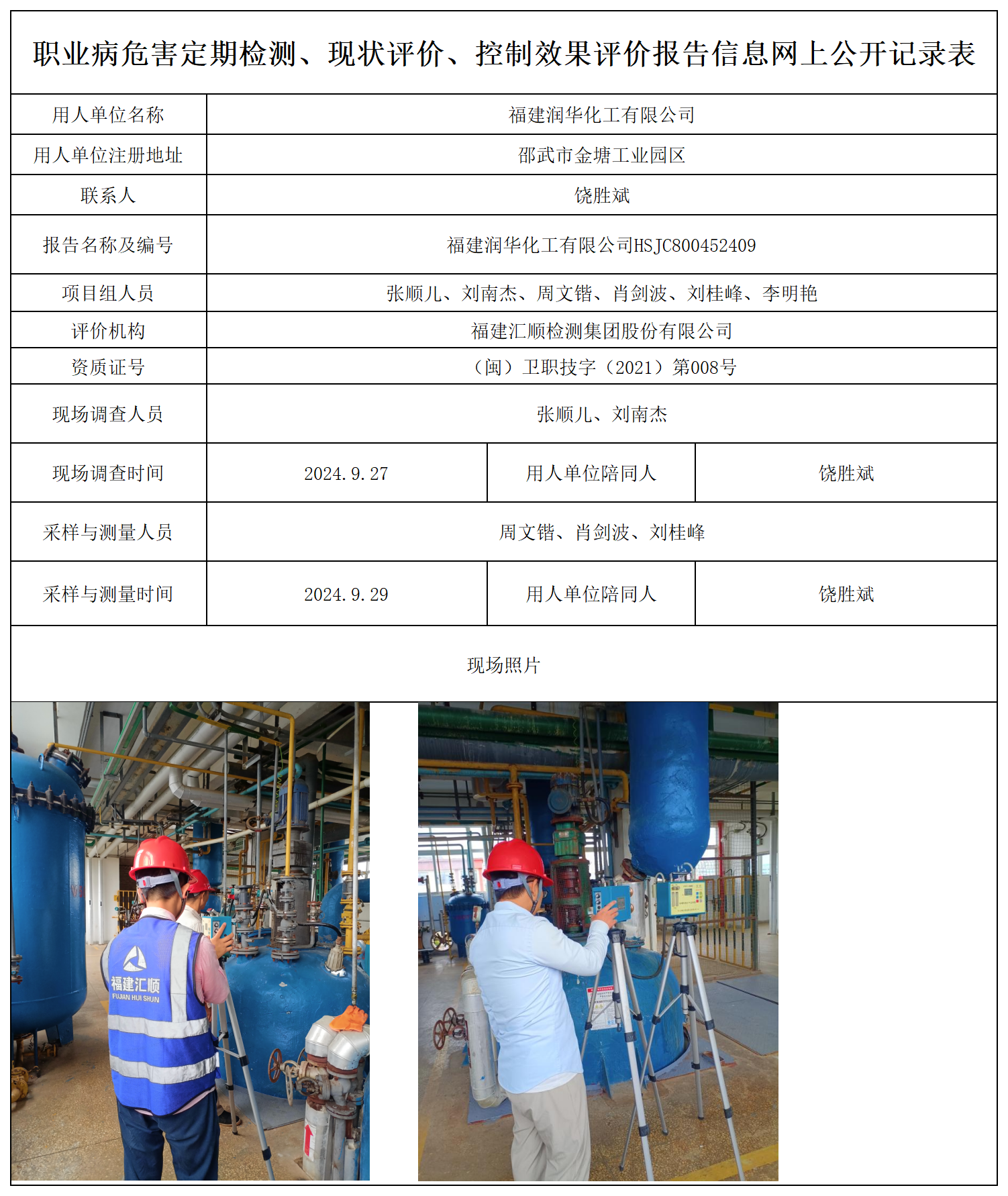 润华化工-职业卫生技术服务报送卡及各类检测评价公示页_职业病危害定期检测、现状评价、控制效果评价报告网上公开信息表.png