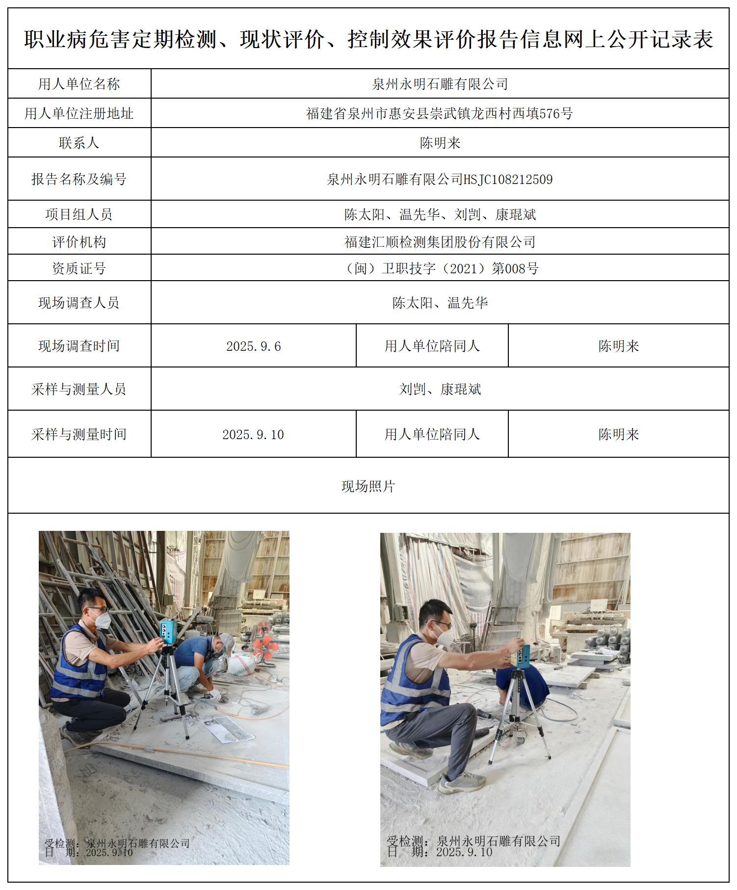HSJC108212509泉州永明石雕有限公司---报送卡_职业病危害定期检测、现状评价、控制效果评价报告网上公开信息表.jpg