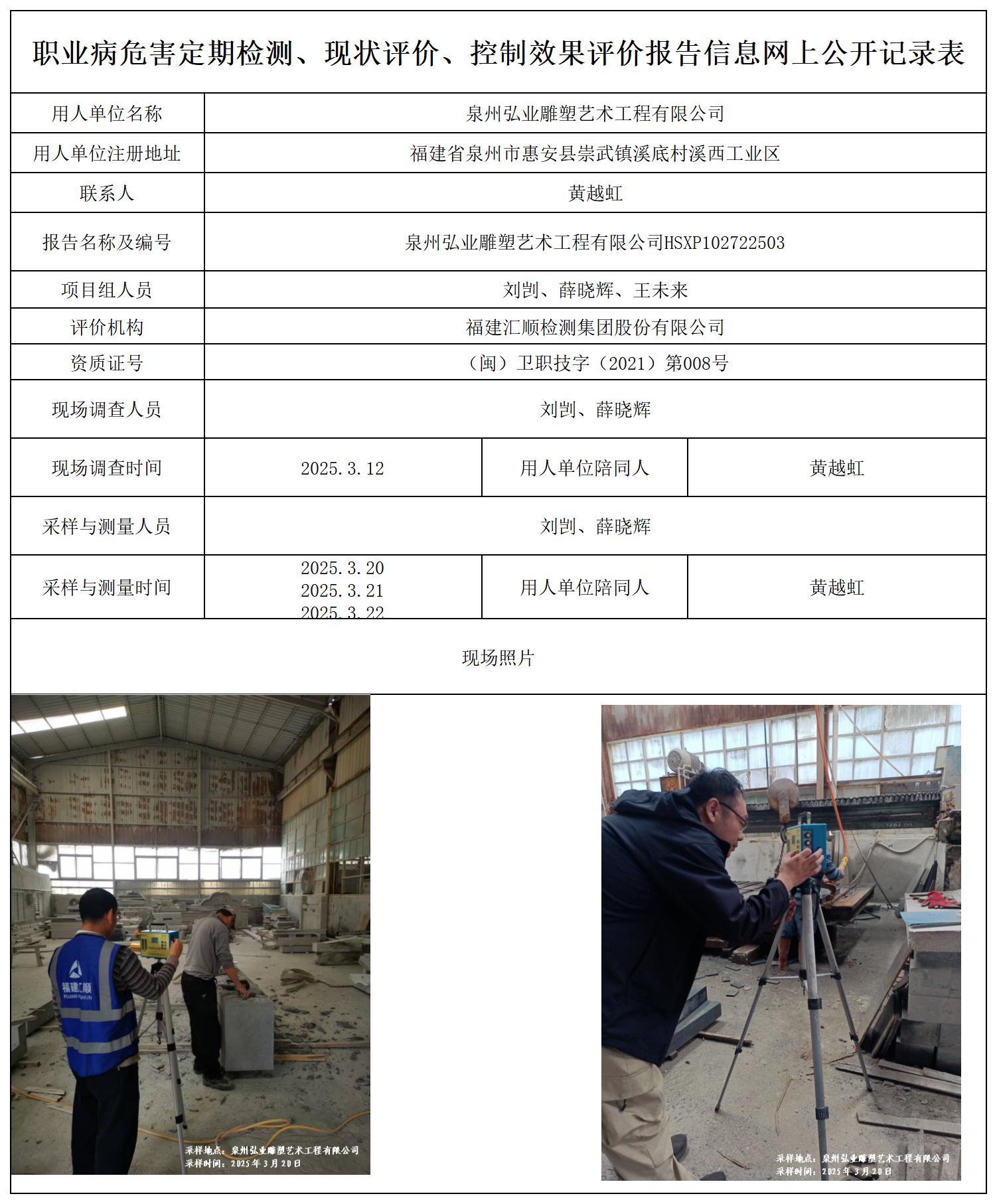 HSXP102722503泉州弘业雕塑艺术工程有限公司职业病危害定期检测职业卫生技术服务报送卡_职业病危害定期检测、现状评价、控制效果评价报告网上公开信息表.jpg