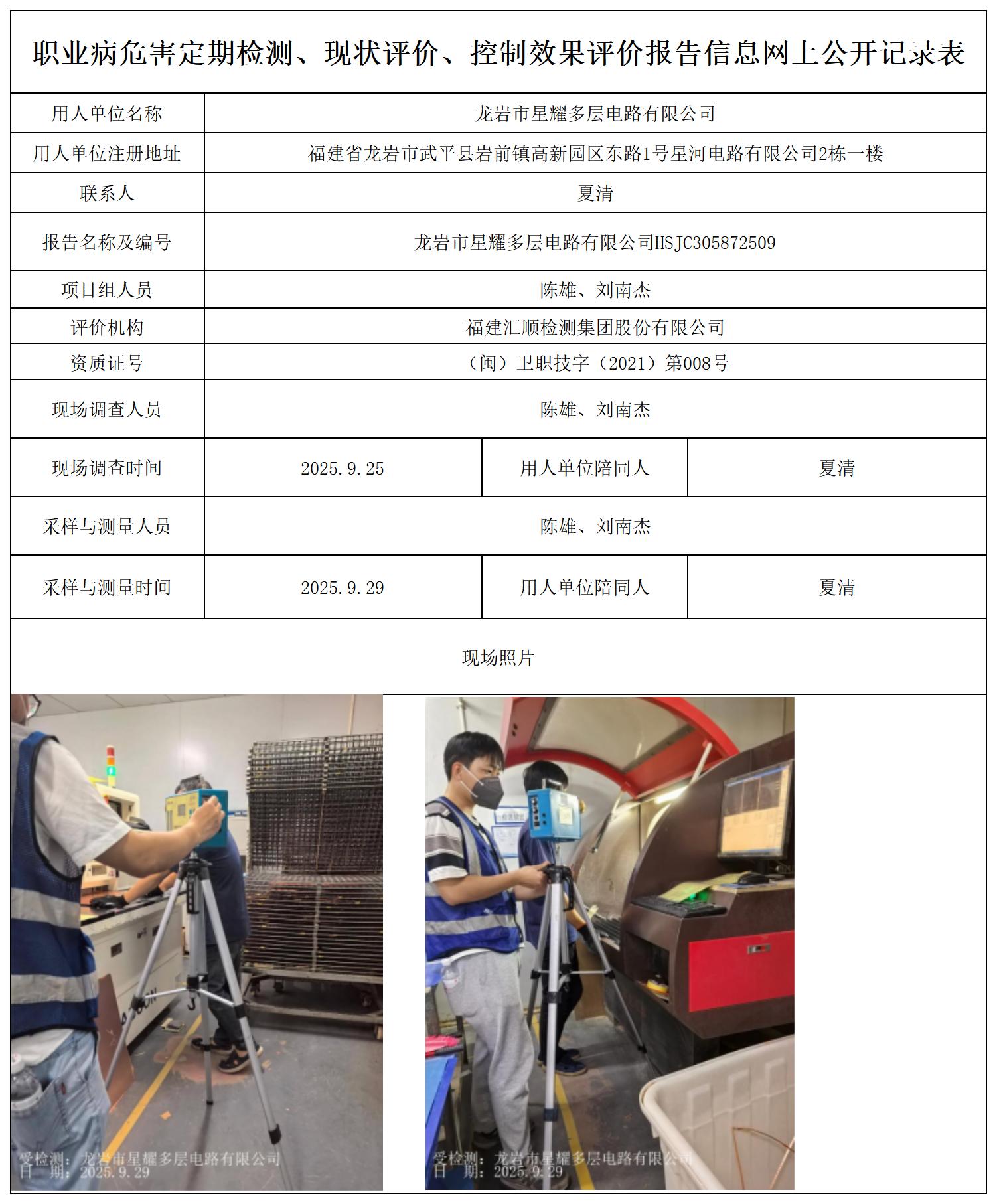 HSJC305872509 龙岩市星耀多层电路有限公司 -报送卡_职业病危害定期检测、现状评价、控制效果评价报告网上公开信息表.jpg