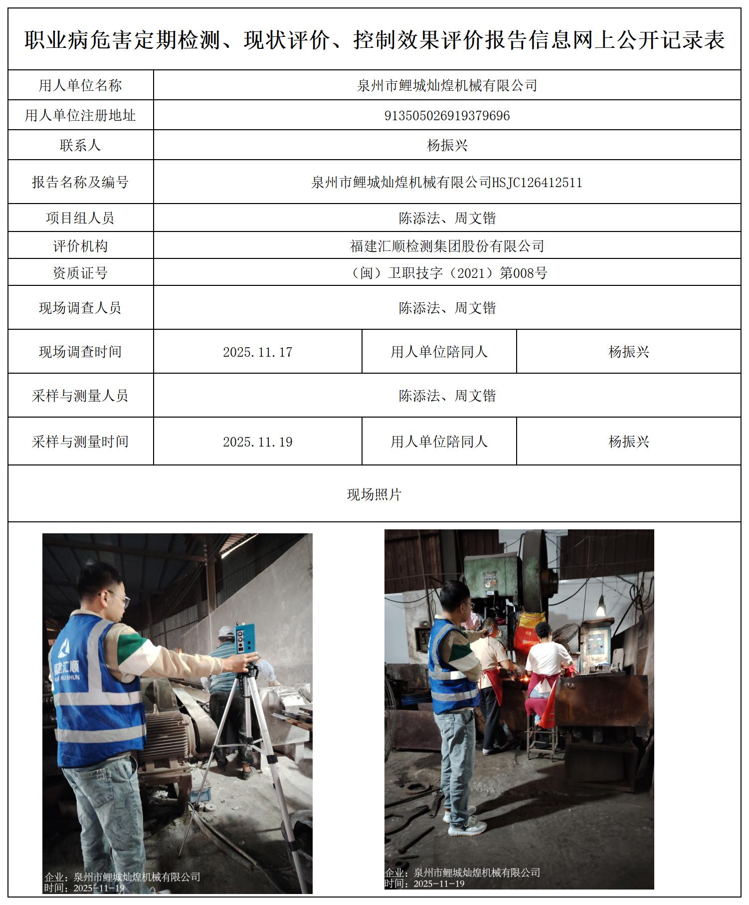 HSJC126412511泉州市鲤城灿煌机械有限公司--职业卫生技术服务报送卡_职业病危害定期检测、现状评价、控制效果评价报告网上公开信息表.jpg