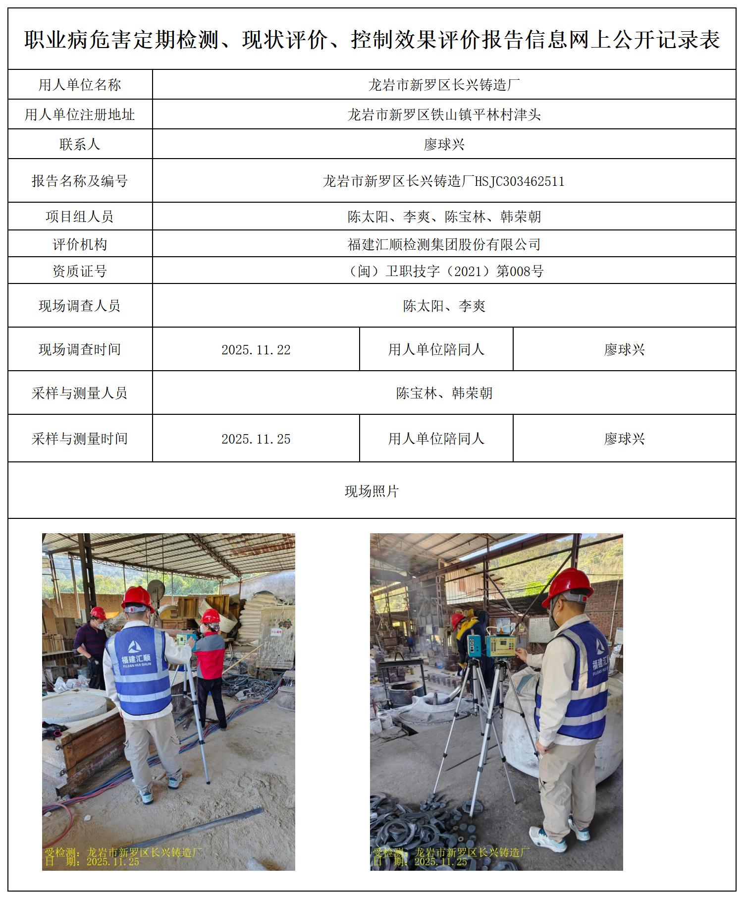HSJC303462511龙岩市新罗区长兴铸造厂最新--报送卡_职业病危害定期检测、现状评价、控制效果评价报告网上公开信息表.jpg
