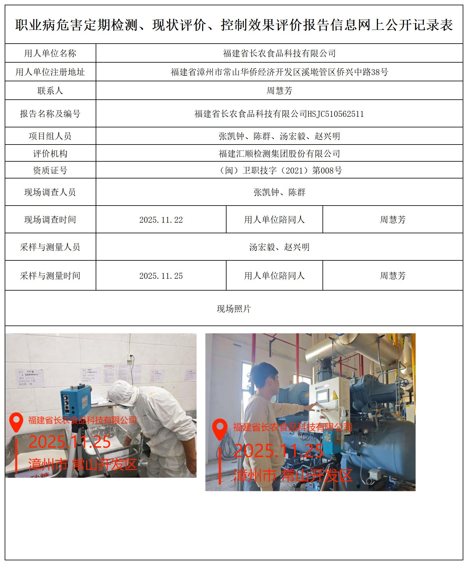 HSJC510562511 福建省长农食品科技有限公司 报送卡_职业病危害定期检测、现状评价、控制效果评价报告网上公开信息表.jpg
