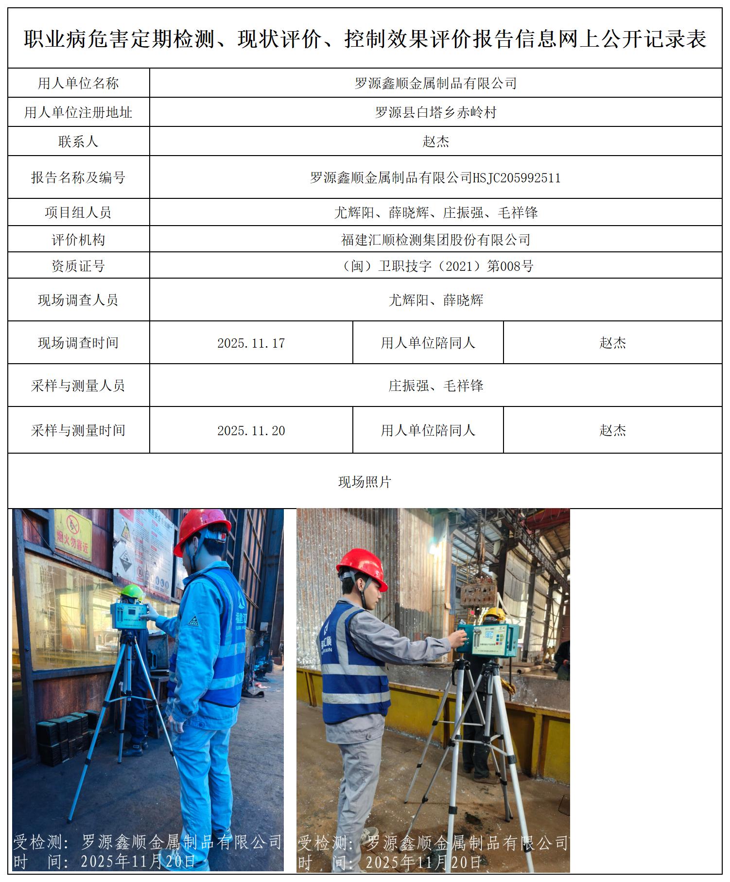 HSJC205992511罗源鑫顺金属制品有限公司报送卡_职业病危害定期检测、现状评价、控制效果评价报告网上公开信息表.jpg