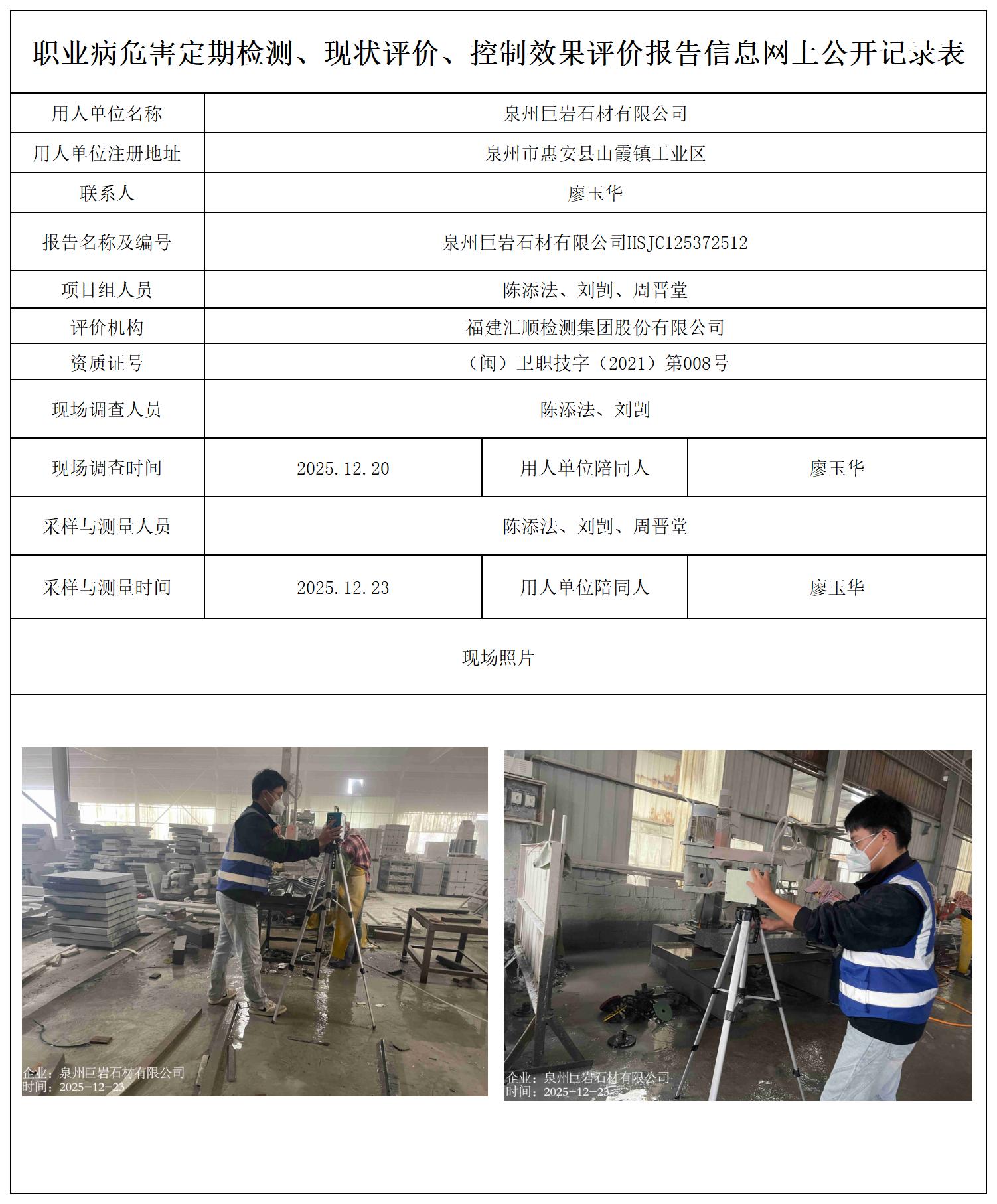 HSJC125372512泉州巨岩石材有限公司--职业卫生技术服务报送卡_职业病危害定期检测、现状评价、控制效果评价报告网上公开信息表.jpg