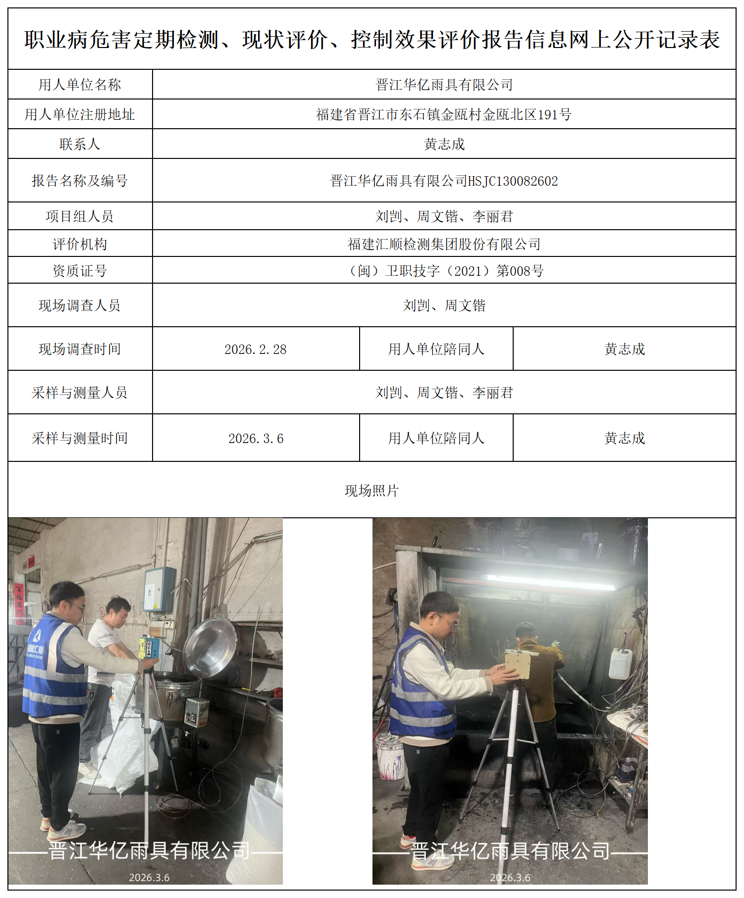 HSJC130082602晋江华亿雨具有限公司报送卡_职业病危害定期检测、现状评价、控制效果评价报告网上公开信息表.png